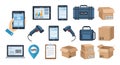 Data Collection, Census, and Logistics Equipment Vector Set Royalty Free Stock Photo