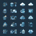 Cloud Computing and Data Technology Icon Set Royalty Free Stock Photo