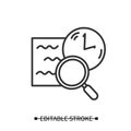 Comprehensive icon. Attention tracking and slow reading with magnifier and clock vector illustration