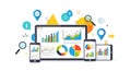 Data analysis and business intelligence dashboard on multiple devices Royalty Free Stock Photo