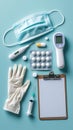 Comprehensive Medical Supplies and Wellness Tools Flat Lay â No People or Text Royalty Free Stock Photo
