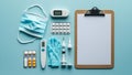 Comprehensive Medical Supplies and Wellness Tools Flat Lay â No People or Text Royalty Free Stock Photo