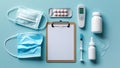 Comprehensive Medical Supplies and Wellness Tools Flat Lay â No People or Text Royalty Free Stock Photo