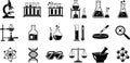 Comprehensive Science and Laboratory Equipment Icons Set Royalty Free Stock Photo