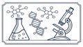Comprehensive Scientific Research Kit: Microscope, DNA, and Beakers, vector design Generative AI Royalty Free Stock Photo