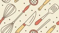 Kitchen Utensils and Tools Seamless Pattern Vector Graphic, vector design Generative AI Royalty Free Stock Photo