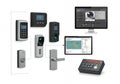 Comprehensive Security System Display Featuring Biometric and Keypad Access Control with Data Visualization Monitor and Control Royalty Free Stock Photo