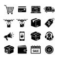 E-commerce, Shopping & Delivery Black Icons Royalty Free Stock Photo