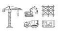 Construction Industry Line Art Icons Set Royalty Free Stock Photo
