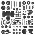 Collection of Various Machine Parts and Engine Components Royalty Free Stock Photo