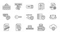 Cybersecurity and Data Protection Line Icons Set Royalty Free Stock Photo
