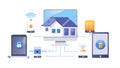 Comprehensive smart home control, connected devices management. vector design Generative AI Royalty Free Stock Photo