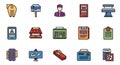 Modern Business and Office Flat Line Icons Set Royalty Free Stock Photo