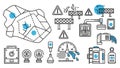 Smart Water Management and Infrastructure Line Icons Set Royalty Free Stock Photo