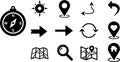 Navigation, Location, and Direction Icons Set - Map, Compass, Arrows, Search Symbols Royalty Free Stock Photo
