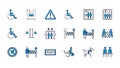 Public Services, Accessibility, and Travel Vector Icons Set Royalty Free Stock Photo