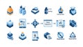Isometric Quality Control, Inspection, and Quarantine Icon Set Royalty Free Stock Photo