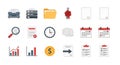 Business and Office Productivity Flat Icons Set Royalty Free Stock Photo