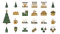 Christmas and New Year Holiday Celebration Icon Set Royalty Free Stock Photo