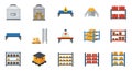 Logistics, Storage, and Industrial Flat Icons Set Royalty Free Stock Photo