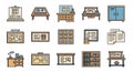 Office, Architecture & Planning Flat Design Icon Set Royalty Free Stock Photo