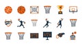 Basketball Sport Game Flat Design Icons Set Royalty Free Stock Photo