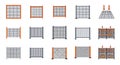 Construction Fences, Barriers, and Storage Racks Vector Icon Set Royalty Free Stock Photo