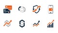 Fintech and Business Growth Vector Icons Set Royalty Free Stock Photo