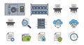 Data Management, Security, and Storage Vector Icons Set Royalty Free Stock Photo