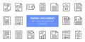 Paper and Document Line Icon Collection Royalty Free Stock Photo