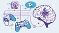 Holistic Gaming: Brain, Heart, & Play Connection, vector design Generative AI Royalty Free Stock Photo