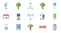 Smart City Urban Infrastructure and Public Amenities Flat Icons Set Royalty Free Stock Photo