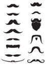 Diverse Mustache and Beard Styles Vector Set Royalty Free Stock Photo