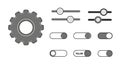 UI Elements Vector Set: Gear, Sliders, and Toggle Switches Royalty Free Stock Photo