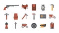 Wild West and Gold Rush Mining Tools Vector Collection Royalty Free Stock Photo