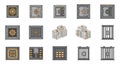 Security, Finance, and Confinement Vector Icon Set Royalty Free Stock Photo