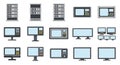 Technology Devices and Monitors Flat Design Vector Set Royalty Free Stock Photo