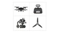 Drone and Aerial Photography Equipment Vector Set Royalty Free Stock Photo