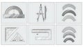 Geometry and Drafting Tools Vector Illustration Set Royalty Free Stock Photo