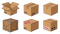Shipping and Packaging Boxes Vector Illustration Set Royalty Free Stock Photo
