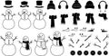 Snowman and Winter Accessories Vector Kit Royalty Free Stock Photo