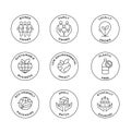 Comprehensive Vector Set of Circular Badge Icons for Natural and Organic Cosmetics and Sustainable Products Royalty Free Stock Photo