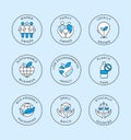 Comprehensive Vector Set of Circular Badge Icons for Natural and Organic Cosmetics and Sustainable Products Royalty Free Stock Photo