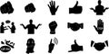 Diverse Human Hand Gestures and Body Language Silhouettes Set Royalty Free Stock Photo