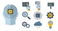 AI concepts brain computing robotic icons collection Royalty Free Stock Photo