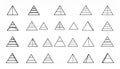A comprehensive visual array featuring twenty individual geometric figures composed entirely of black outlined triangles displayed Royalty Free Stock Photo