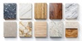 A Comprehensive Visual Guide to Luxury Interior Materials Marble Artificial Stone Oak Veneer and Carrara Tile Samples Royalty Free Stock Photo