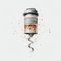 A comprehensive watercolor rendering of an oil filter, emphasizing its cylindrical design, threaded tip, and metallic Royalty Free Stock Photo