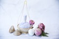 Compress ball, spa massage,Herbal Compress Ball with, Lotus Flower - Beauty Concept, spa theme object on white background