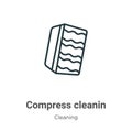 Compress cleanin outline vector icon. Thin line black compress cleanin icon, flat vector simple element illustration from editable Royalty Free Stock Photo